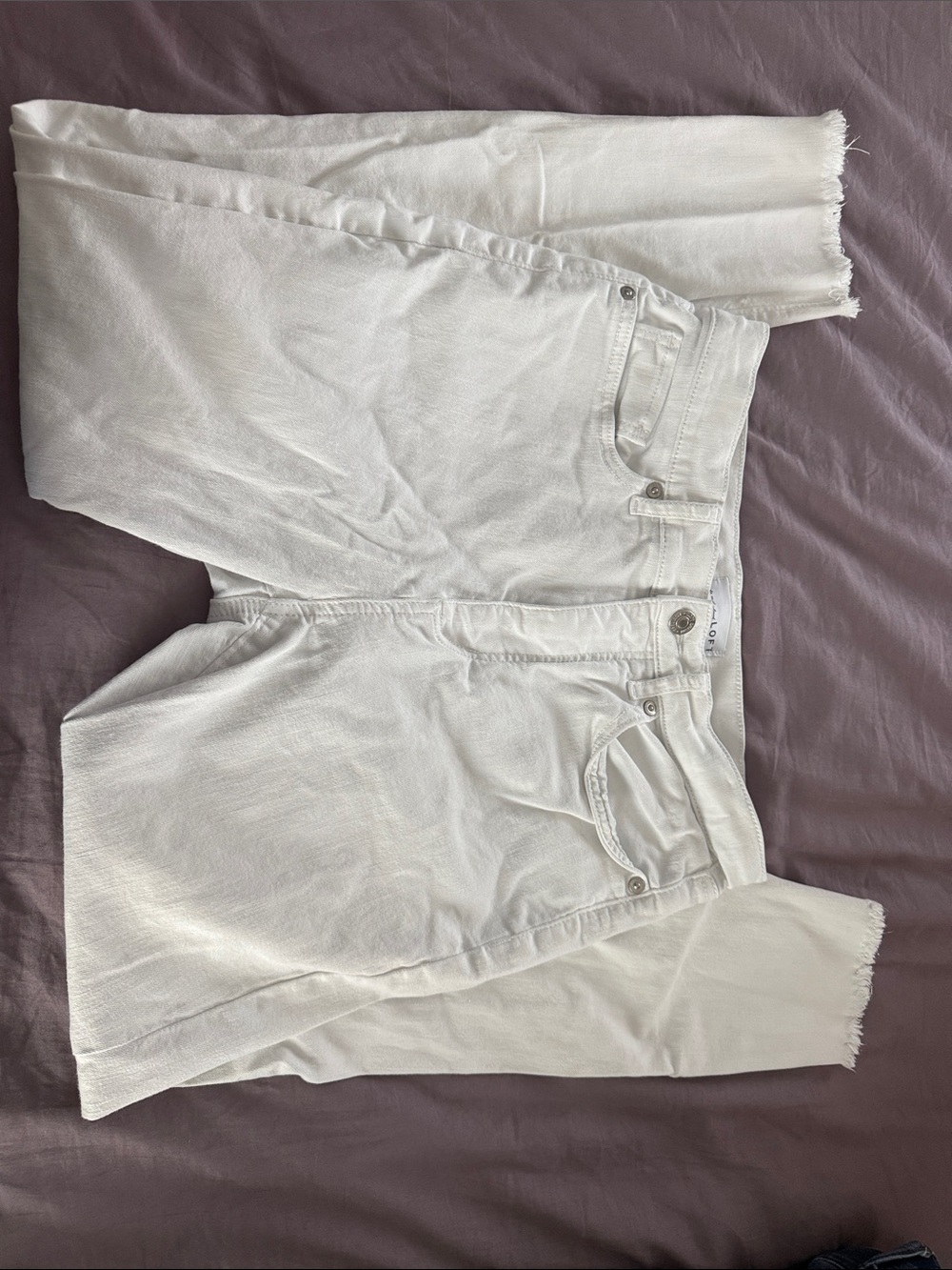LOFT White Frayed-Hem Women's Jeans